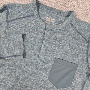 Outdoor Research Mens Henley Long Sleeve Shirt Blue Heather Space Dye Large L